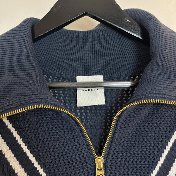 VARLEY Savannah Half Zip Knit Sweater in Navy Size Medium - Picture 3 of 9